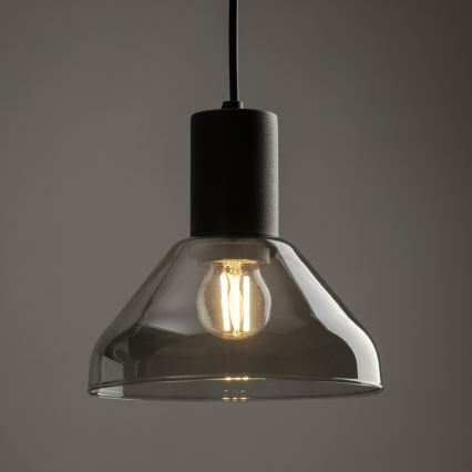 Candeeiro suspenso para sistema de carris monofásico NEO 1xE27/15W/230V preto/fumado preto