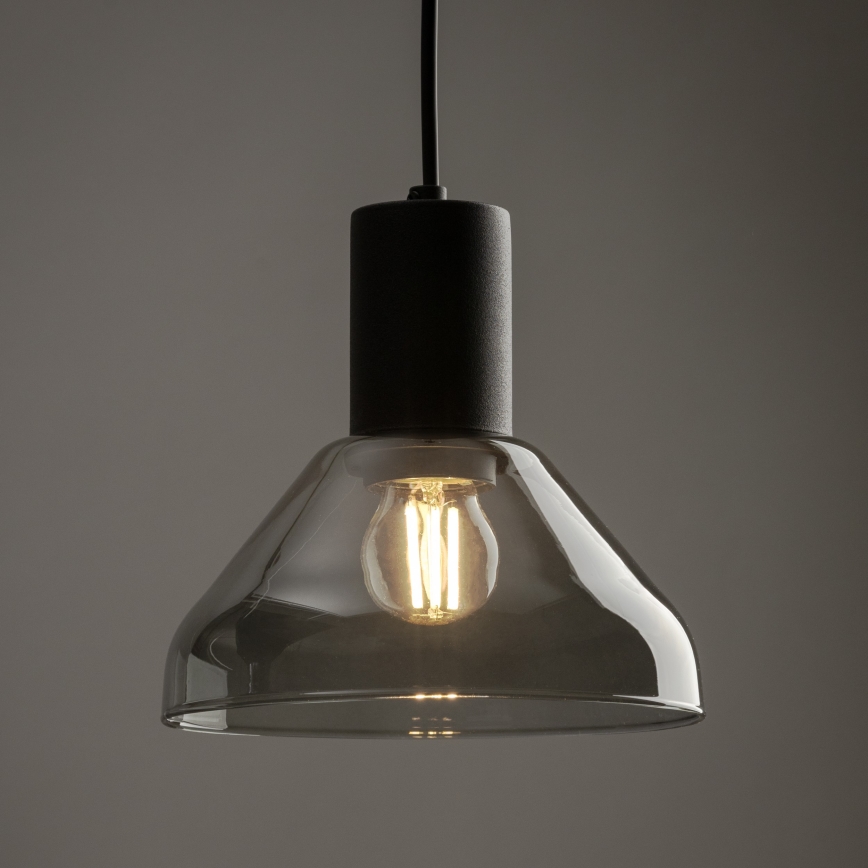 Candeeiro suspenso para sistema de carris monofásico NEO 1xE27/15W/230V preto/fumado preto