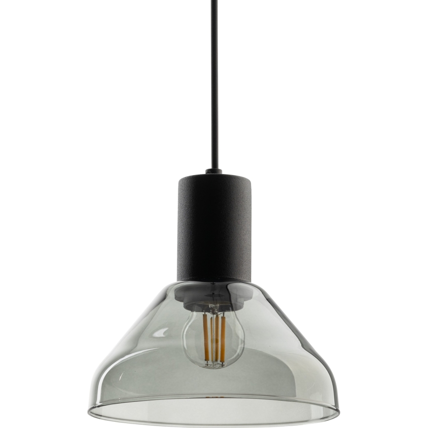 Candeeiro suspenso para sistema de carris monofásico NEO 1xE27/15W/230V preto/fumado preto