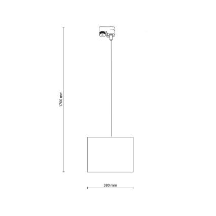 Candeeiro suspenso para sistema de carris monofásico TRACER 1xE27/15W/230V diâmetro 38 cm preto/branco
