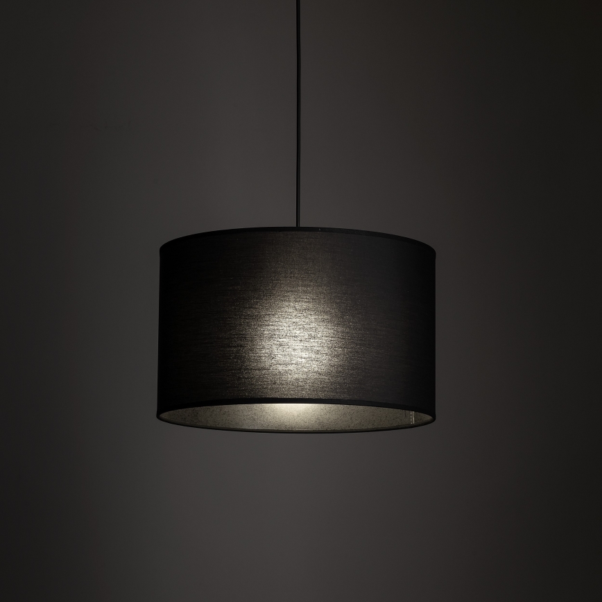 Candeeiro suspenso para sistema de carris monofásico TRACER 1xE27/15W/230V diâmetro 38 cm preto