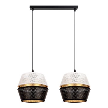 Candelabro suspenso PARIS 2xE27/60W/230V branco/preto/dourado