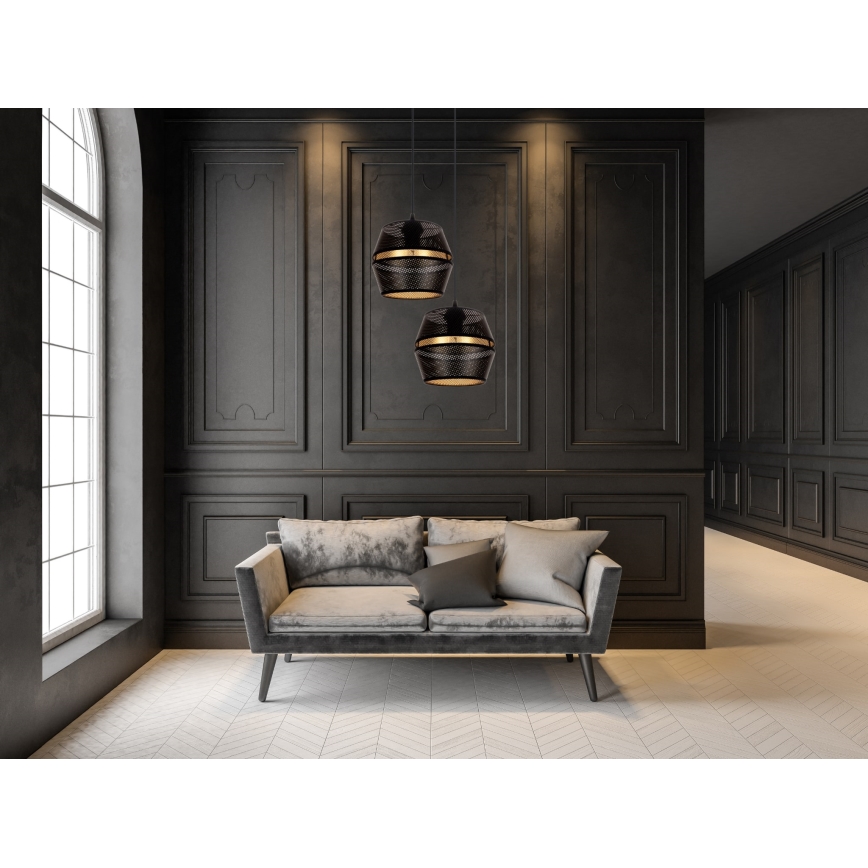 Candelabro suspenso PARIS 2xE27/60W/230V preto/dourado