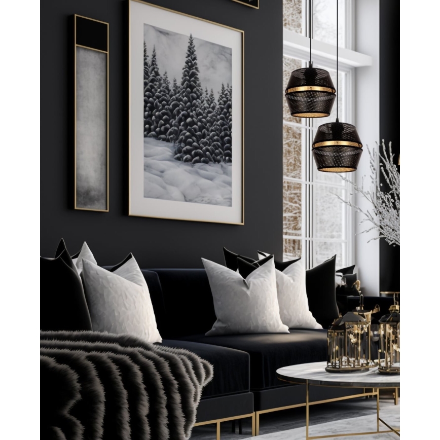 Candelabro suspenso PARIS 2xE27/60W/230V preto/dourado