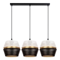 Candelabro suspenso PARIS 3xE27/60W/230V branco/preto/dourado