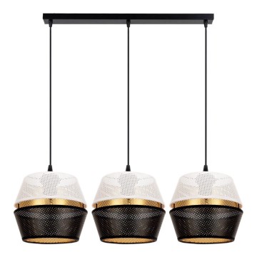 Candelabro suspenso PARIS 3xE27/60W/230V branco/preto/dourado