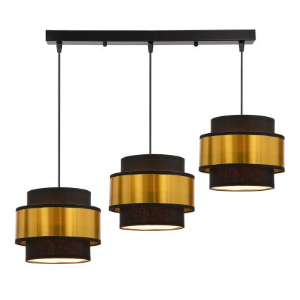 Candelabro suspenso PRESTIGE 3xE27/40W/230V dourada/preto