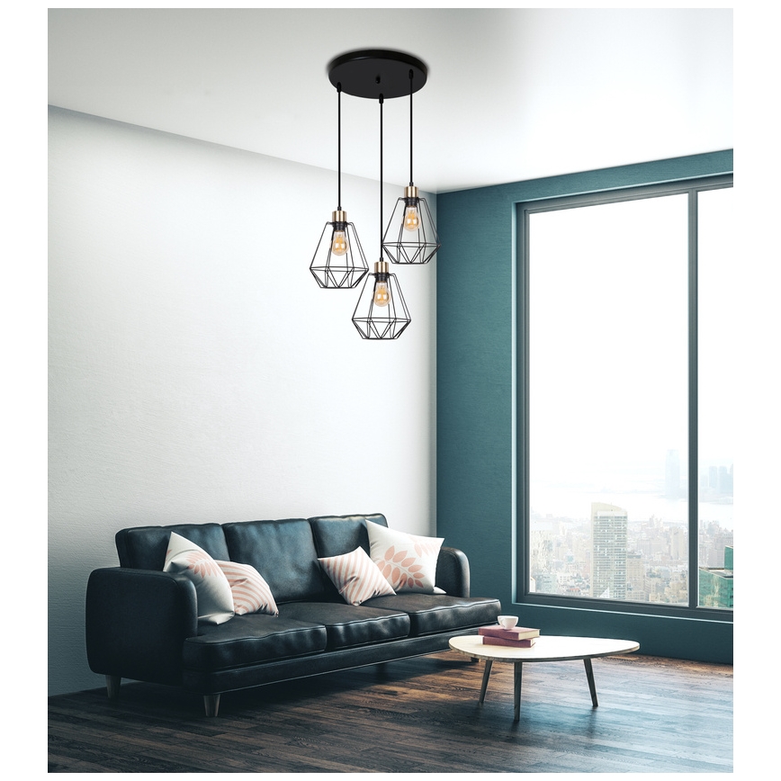 Candelabro suspenso PRIMO 3xE27/60W/230V