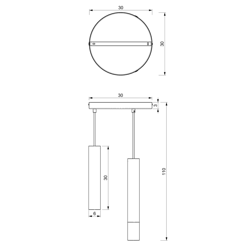 Candelabro suspenso RAITO 3xGU10/8W/230V latão