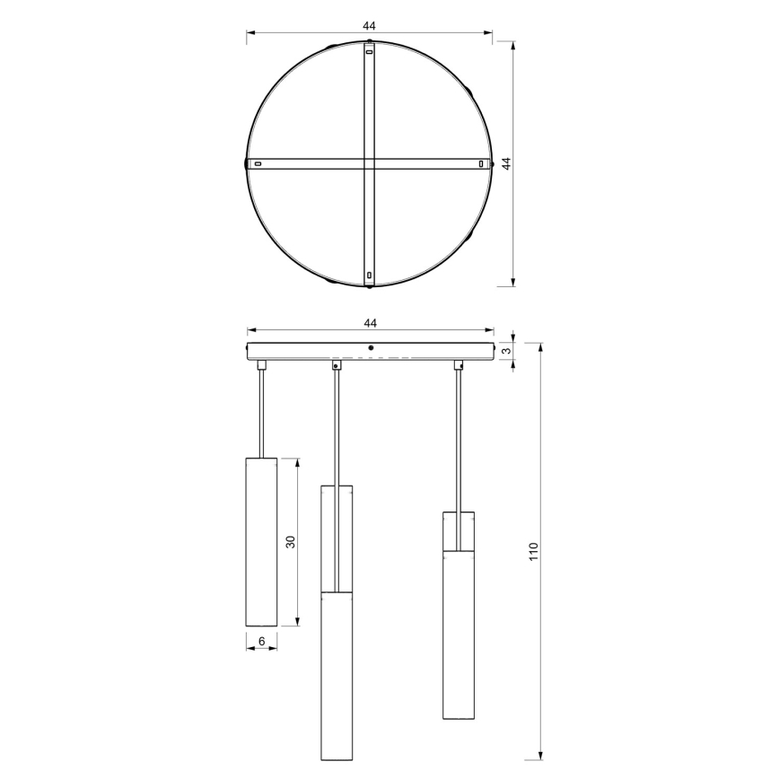 Candelabro suspenso RAITO 6xGU10/8W/230V preto