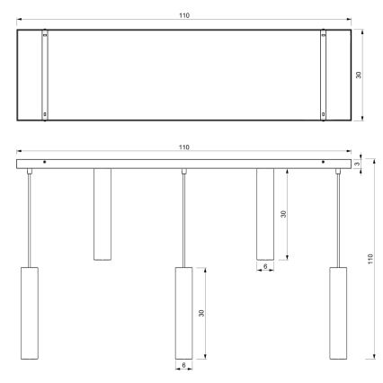 Candelabro suspenso RAITO 8xGU10/8W/230V preto