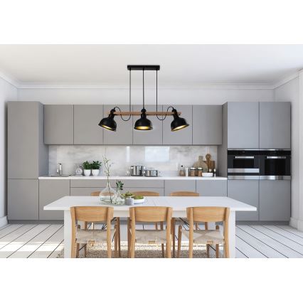 Candelabro suspenso RENO 3xE27/40W/230V preto/castanho