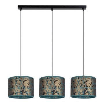 Candelabro suspenso REZO 3xE27/60W/230V dourado/turquesa