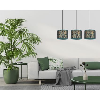 Candelabro suspenso REZO 3xE27/60W/230V dourado/turquesa