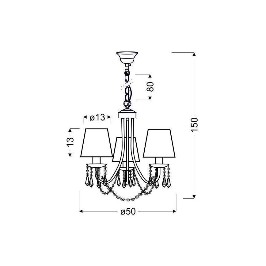 Candelabro suspenso RUTI 3xE14/40W/230V