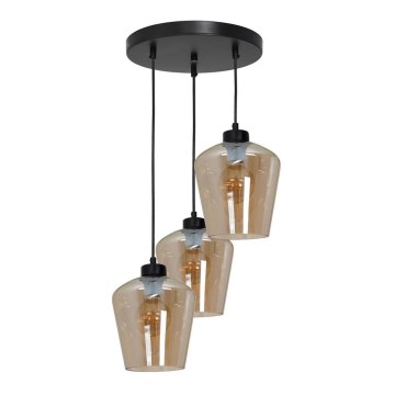 Candelabro suspenso SANTIAGO 3xE27/60W/230V castanho
