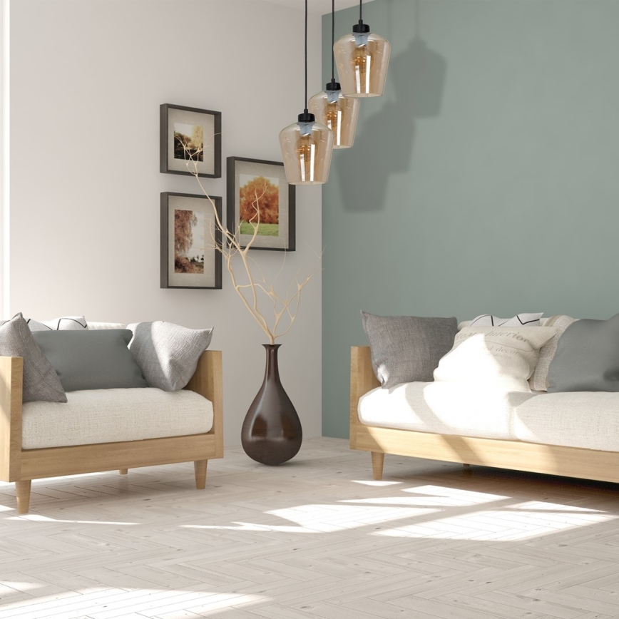 Candelabro suspenso SANTIAGO 3xE27/60W/230V castanho