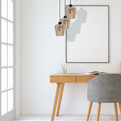 Candelabro suspenso SANTIAGO 3xE27/60W/230V castanho