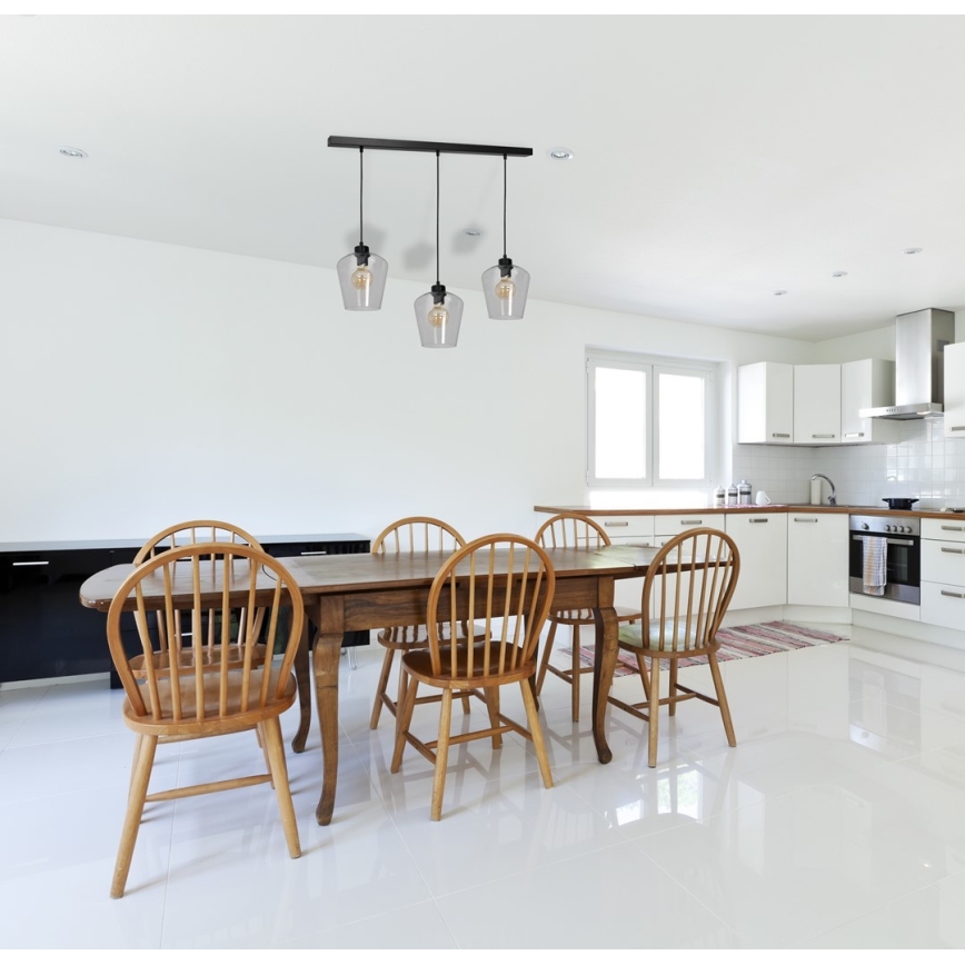 Candelabro suspenso SANTIAGO 3xE27/60W/230V transparente