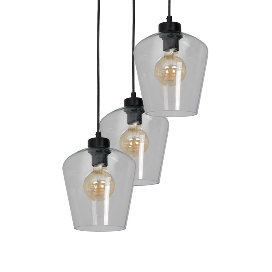 Candelabro suspenso SANTIAGO 3xE27/60W/230V transparente