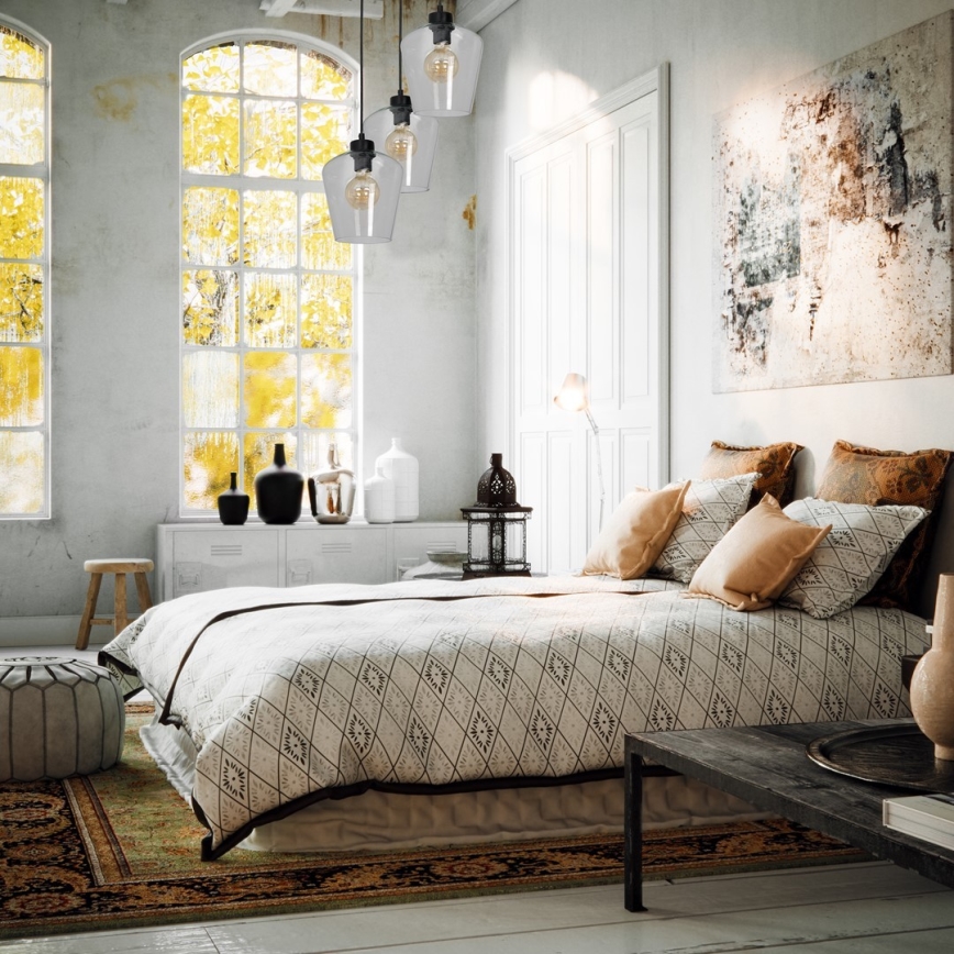 Candelabro suspenso SANTIAGO 3xE27/60W/230V transparente