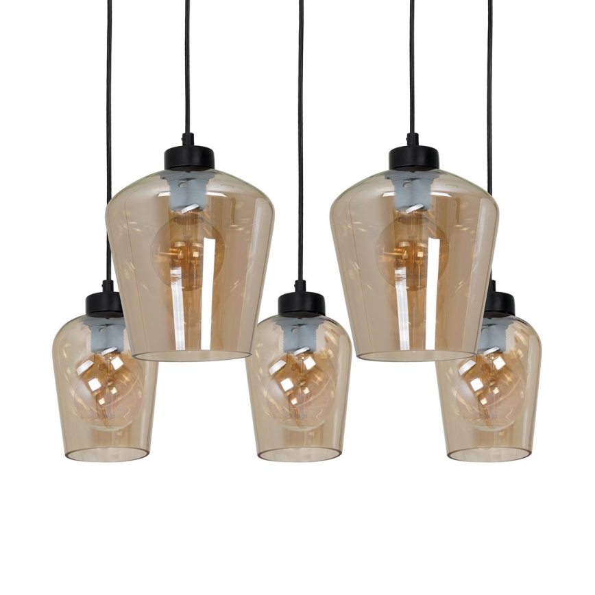 Candelabro suspenso SANTIAGO 5xE27/60W/230V castanho