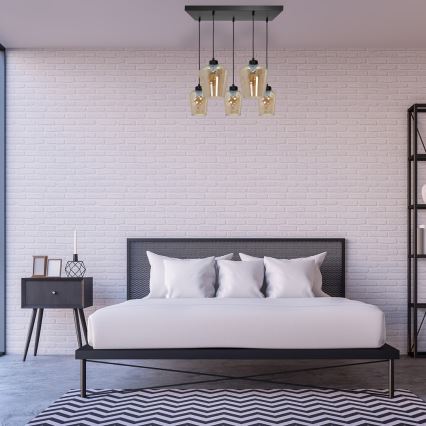 Candelabro suspenso SANTIAGO 5xE27/60W/230V castanho