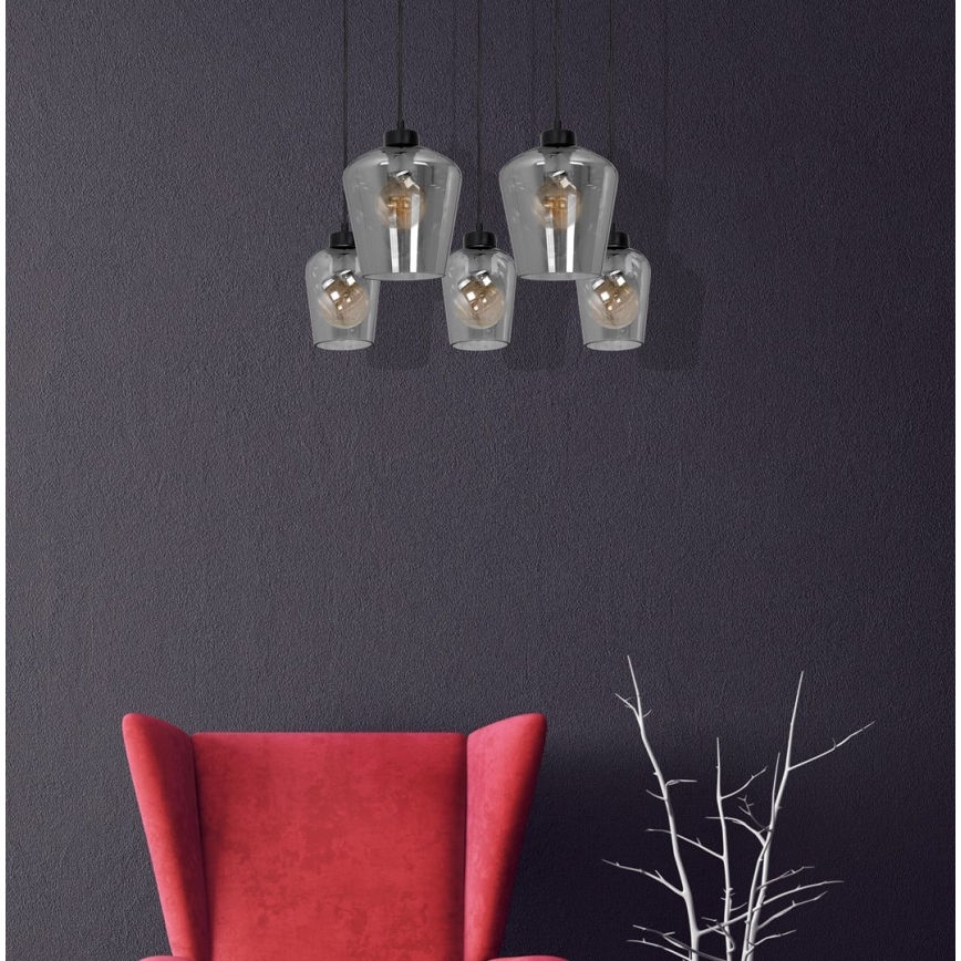 Candelabro suspenso SANTIAGO 5xE27/60W/230V preto