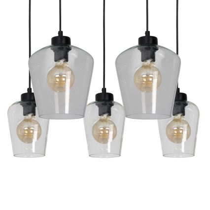 Candelabro suspenso SANTIAGO 5xE27/60W/230V transparente