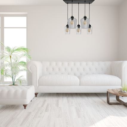 Candelabro suspenso SANTIAGO 5xE27/60W/230V transparente