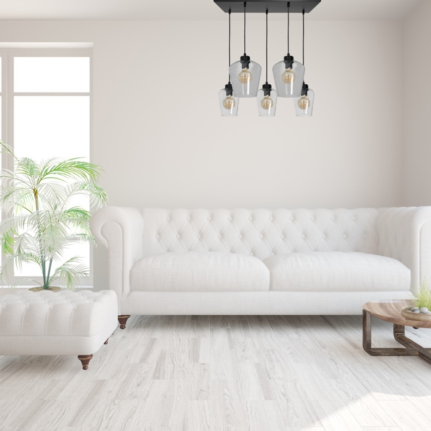 Candelabro suspenso SANTIAGO 5xE27/60W/230V transparente