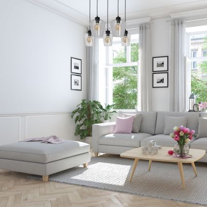 Candelabro suspenso SANTIAGO 5xE27/60W/230V transparente