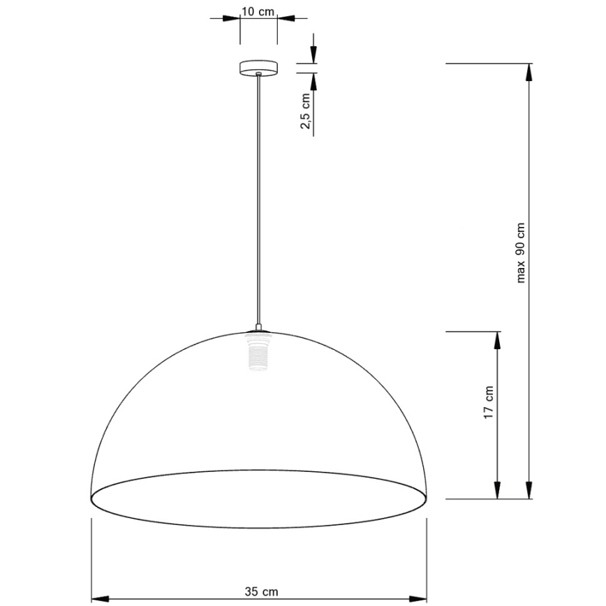 Candelabro suspenso SFERA 1xE27/60W/230V diâmetro 35 cm preto/cobre