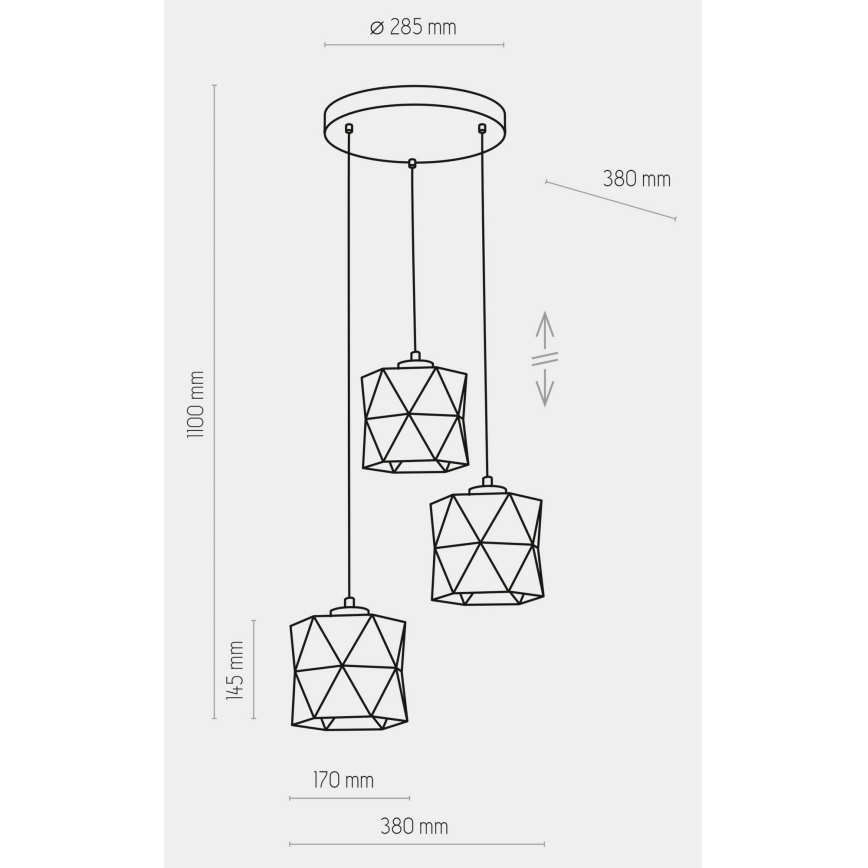 Candelabro suspenso SIRO 3xE27/15W/230V branco/prateado
