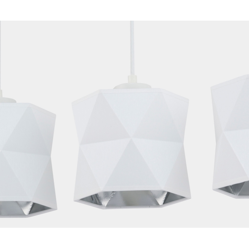 Candelabro suspenso SIRO 3xE27/15W/230V branco/prateado