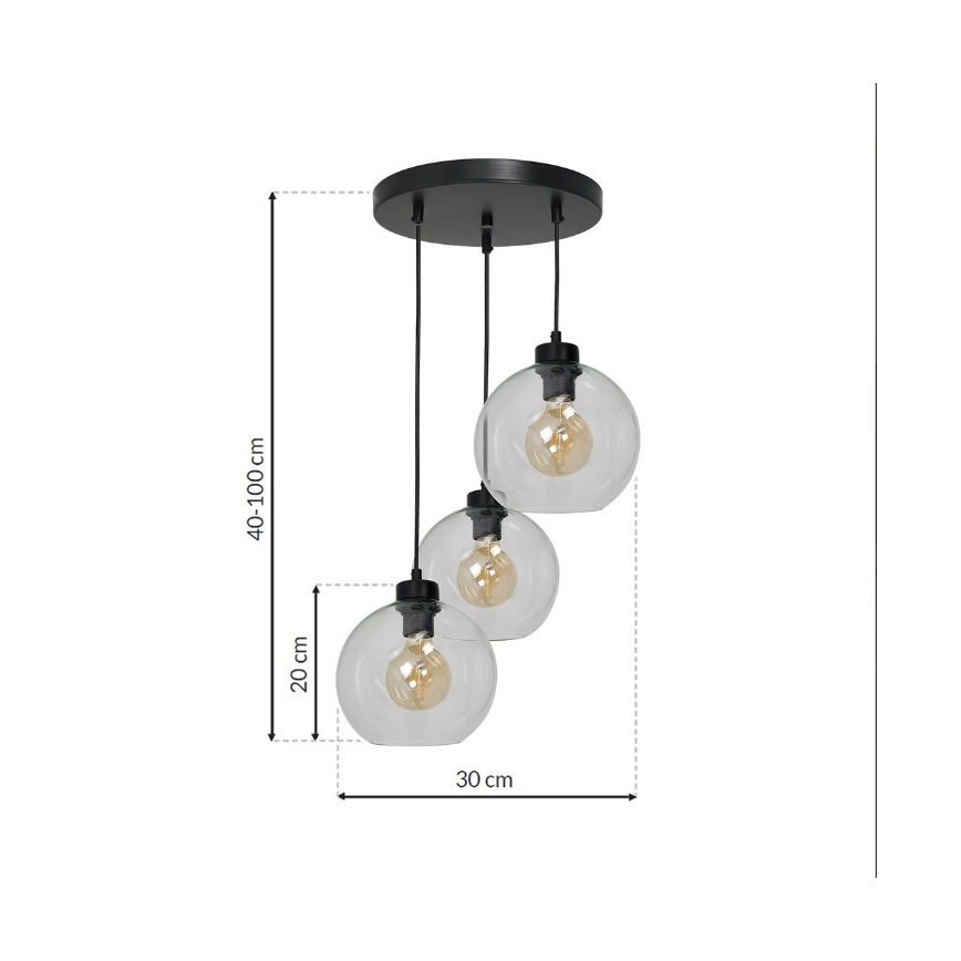 Candelabro suspenso SOFIA 3xE27/60W/230V transparente