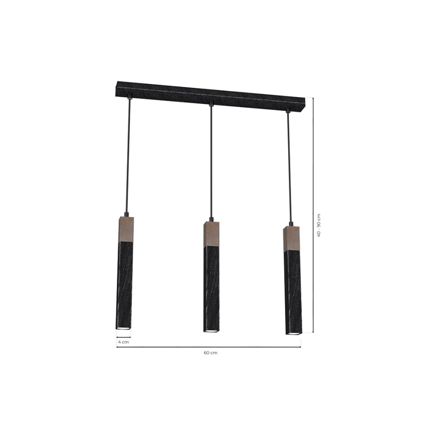 Candelabro suspenso SOLO 3xGU10/MR11/40W/230V preto