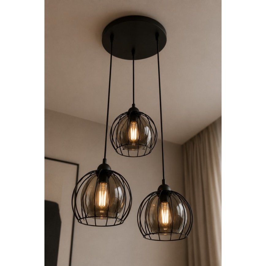 Candelabro suspenso SOLO BLACK 3xE27/60W/230V diâmetro 30 cm