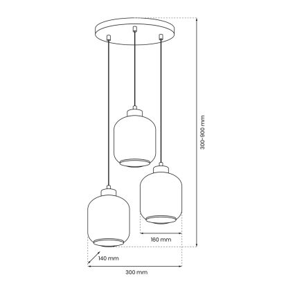 Candelabro suspenso SOMBRA 3xE27/60W/230V bege