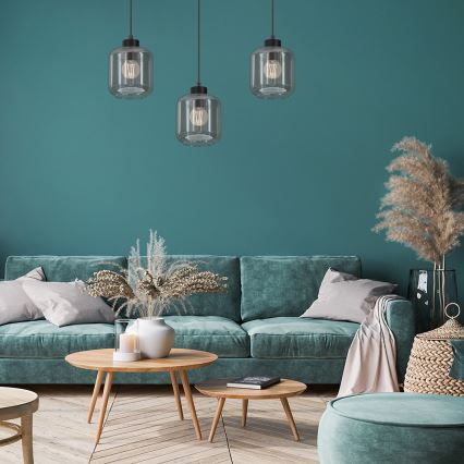 Candelabro suspenso SOMBRA 3xE27/60W/230V cinzento