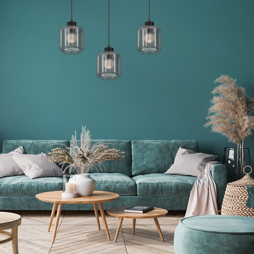 Candelabro suspenso SOMBRA 3xE27/60W/230V cinzento