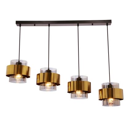 Candelabro suspenso SPIEGA 4xE27/60W/230V dourada/preto