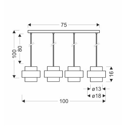 Candelabro suspenso SPIEGA 4xE27/60W/230V dourada/preto