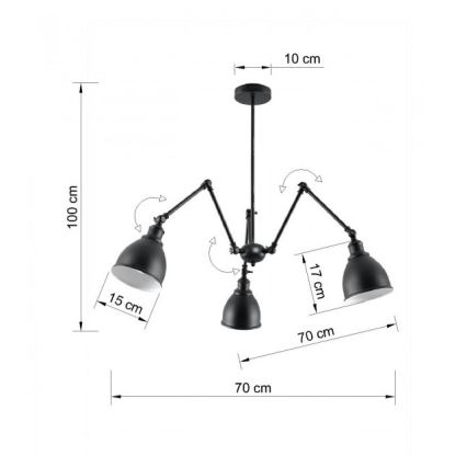 Candelabro suspenso STARK SHADE 3xE27/60W/230V