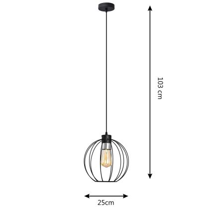 Candelabro suspenso STARLIGHT 1xE27/15W/230V preto/prateado
