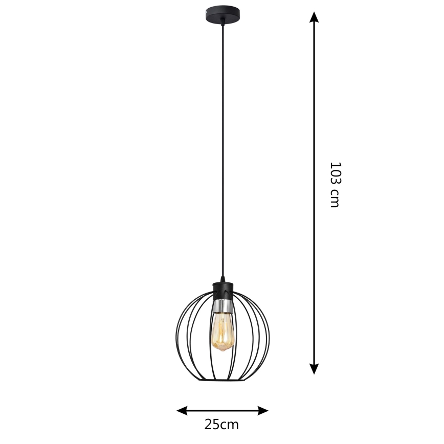 Candelabro suspenso STARLIGHT 1xE27/15W/230V preto/prateado