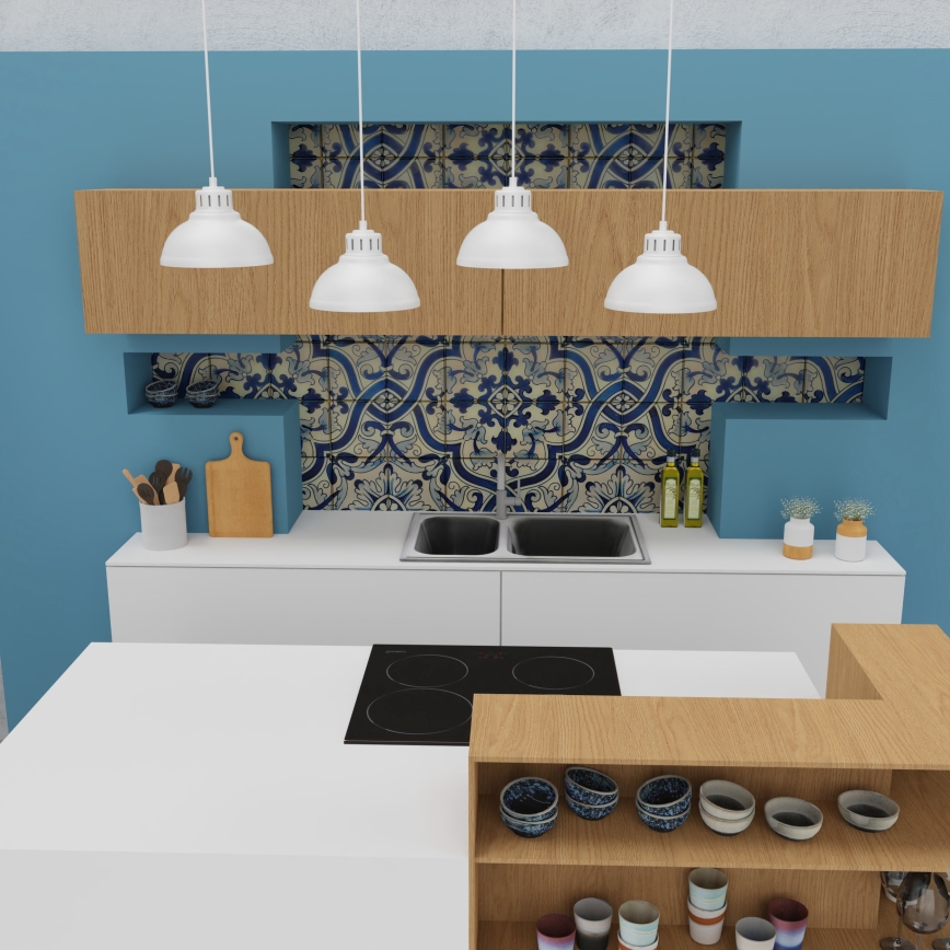 Candelabro suspenso SVEN 4xE27/15W/230V branco