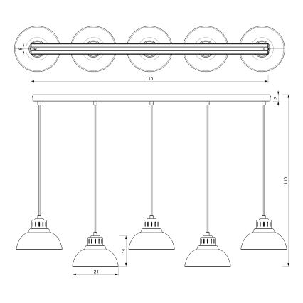 Candelabro suspenso SVEN 5xE27/15W/230V branco