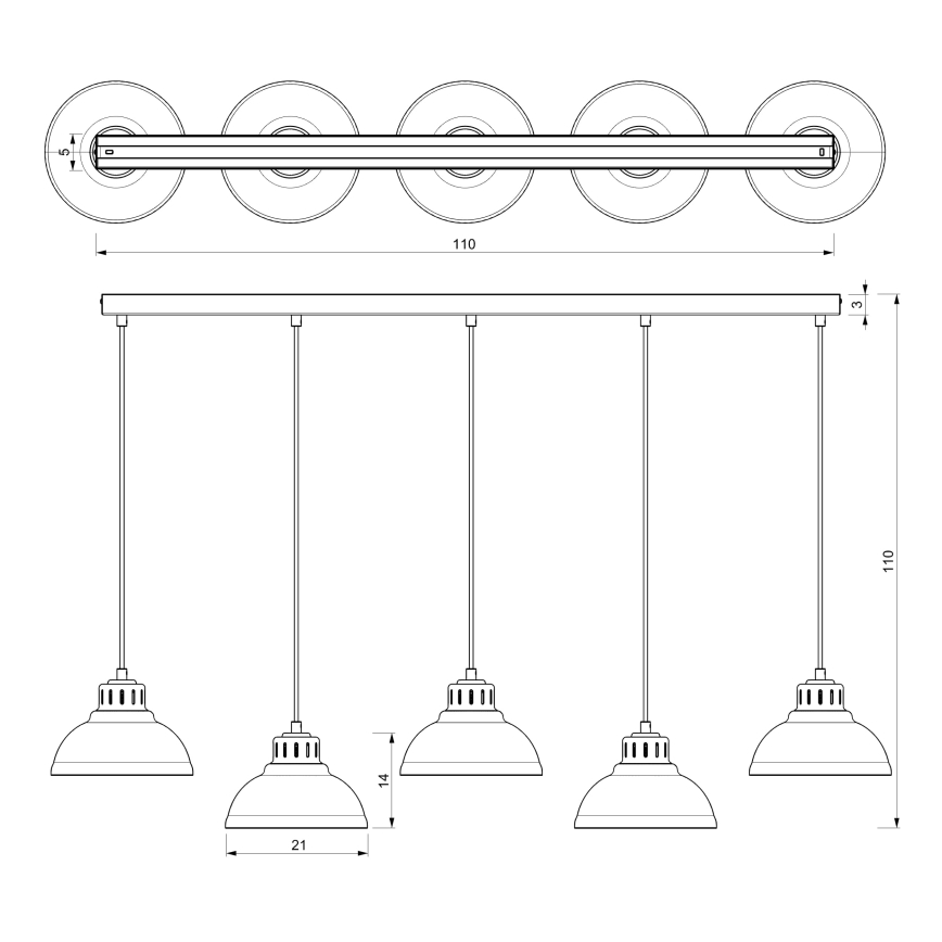 Candelabro suspenso SVEN 5xE27/15W/230V preto/dourado