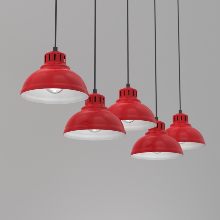 Candelabro suspenso SVEN 5xE27/15W/230V vermelho